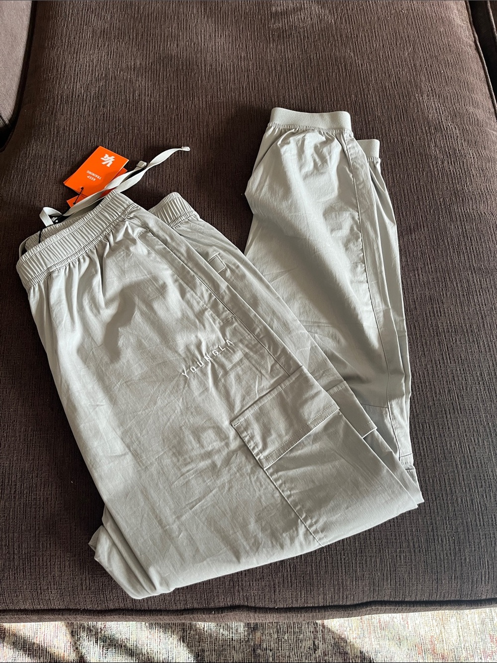 YoungLA Men Cargo Pants - Light Gray